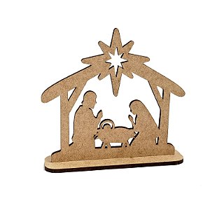 Lembrança Natal Mini Presépio Manjedoura M.24 MDF 10 cm