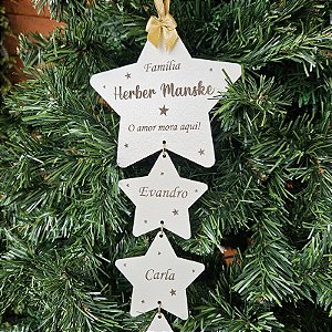 Pingente de Natal Família em Estrelas Personalizado até 6 integrantes