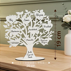 Enfeite Árvore 9 Nove Fruto do Espírito Santo 20 cm MDF Branco