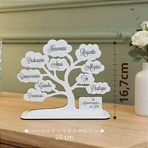 Enfeite Árvore 10 mandamentos do Lar 20 cm MDF Branco