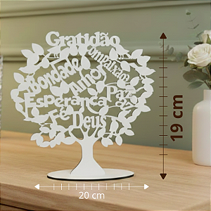 Enfeite Árvore da Gratidão 20 cm MDF Branco