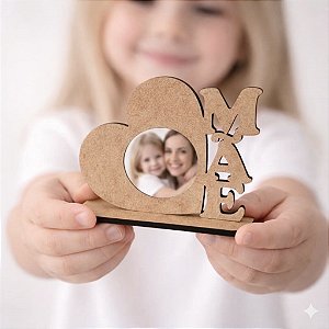 Lembrança Dia das Mães Placa Coração Mãe Foto 4 cm MDF