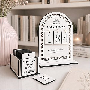 Contador Acervo Livros da minha Biblioteca 001 a 999 MDF Rattan Arco