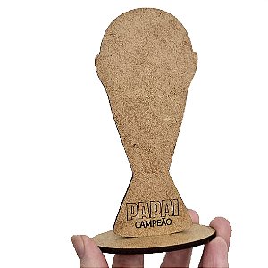 Lembrança Dia dos Pais Taça Retrato Papai Campeão MDF 12 cm foto 4 cm