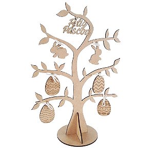 Mini Árvore de Pascoa 30 cm com Pingentes MDF Cru