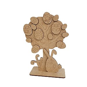 Mini Árvore de Pascoa Infantil 20 cm com Apliques MDF Cru