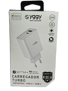 Carregador Turbo 3.0 + Power Delivery 20W ANATEL