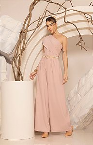 Macacão Pantalona Nula Manga Franzido