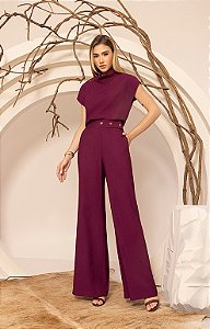 Conjunto Calça Blusa Botões Ombro Alfaiataria