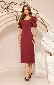 Vestido Alfaiataria Manga Pregas Botão