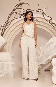 Conjunto Calça Blusa Frente Unica com Metal