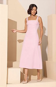 Vestido Midi Ilhos Alça Alfaiataria