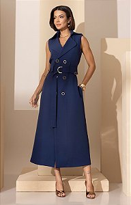 Vestido Alfaiataria com Faixa e Botões