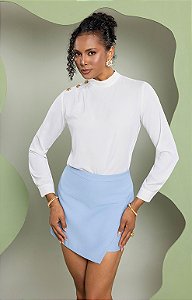 Blusa Crepe Manga Longa Detalhe Botões
