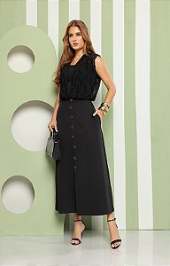 Vestido Renda com Alfaiataria Botões