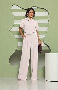 Conjunto Calça Blusa Ziper Alfaiataria Fluida