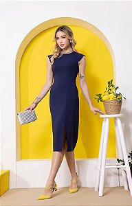 Vestido Midi Detalhe Manga Alfaiataria