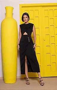 Vestido Midi com Botão Alfaiataria Prada
