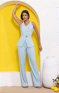 Conjunto Calça e Blusa Alfaiataria Prada com Botões