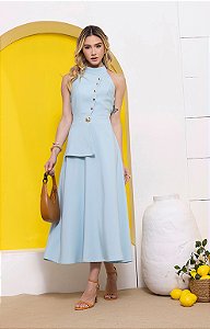 Vestido Midi Alfaiataria Prada Gola Alta