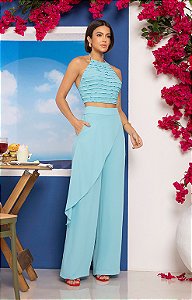 Conjunto Calça Blusa Amarração Chiffon