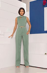 Conjunto Calça e Blusa Alfaiataria Prada com Botão