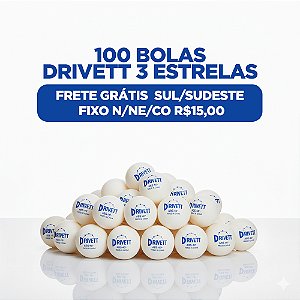 Combo 100 Bolas tênis de mesa 3 estrelas DriveTT Branca em ABS
