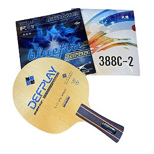 Combo 04 - Raquete Donic Defplay + Bluefire M1 turbo + pino 388 C2 1.5mm (montagem e capinha grátis)