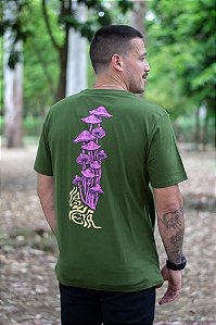 Camiseta Manga Curta New Era Purple Mushroom Verde
