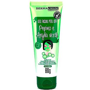 Gel Facial Peel Off Pepino e Argila Verde 60g Dermachem