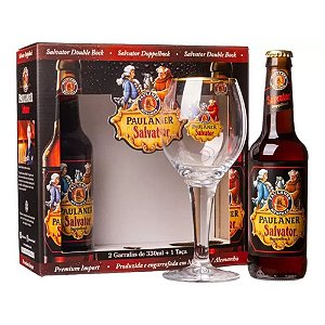 KIT CERVEJA PAULANER SALVATOR 2 GARRAFAS + 1 TAÇA