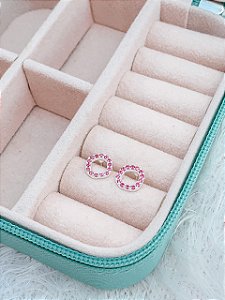 Brinco de Prata Circulo Rosa