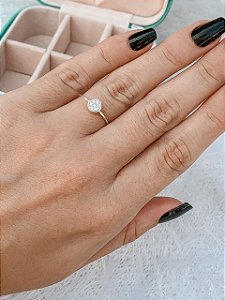 Anel de Prata Redondo Cravejado