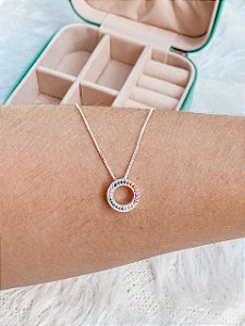 Gargantilha de Prata Circulo Colorido