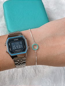 Pulseira de Prata Circulo Esmeralda