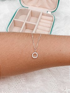 Gargantilha de Prata Circulo Cristal