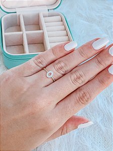 Anel de Prata Oval Cravejado