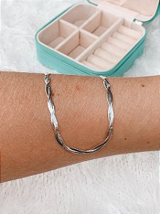 Choker de Prata Dupla Trançada
