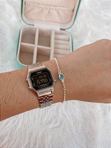 Pulseira de Prata Oval Azul