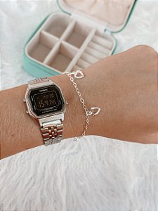 Pulseira de Prata Corações