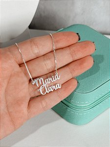 Gargantilha de Prata Personalizada Nome Duplo