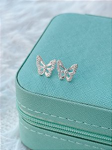 Brinco de Prata Borboleta Cravejada