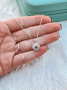 Gargantilha de Prata Losango Cravejado