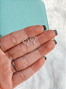 Brinco de Prata Coração Treço