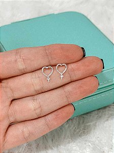 Brinco de Prata Coração Treço