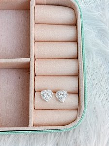 Brinco de Prata Coração Cristal