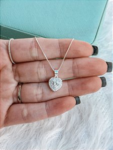 Gargantilha de Prata Coração Cristal