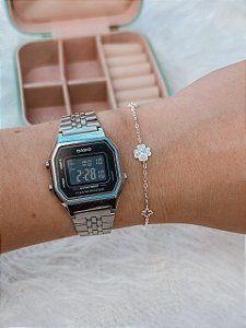 Pulseira de Prata Trevo Cravejado
