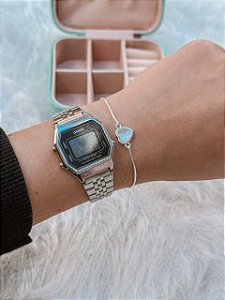 Pulseira de Prata Madrepérola Coração
