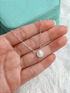 Gargantilha de Prata Pérola Cravejada